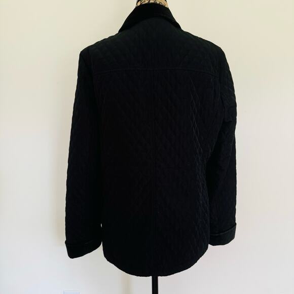 Utex Suede Trim Quilted Riding Black Fleece Lined Full Zip Jacket Womens Medium - Picture 4 of 10